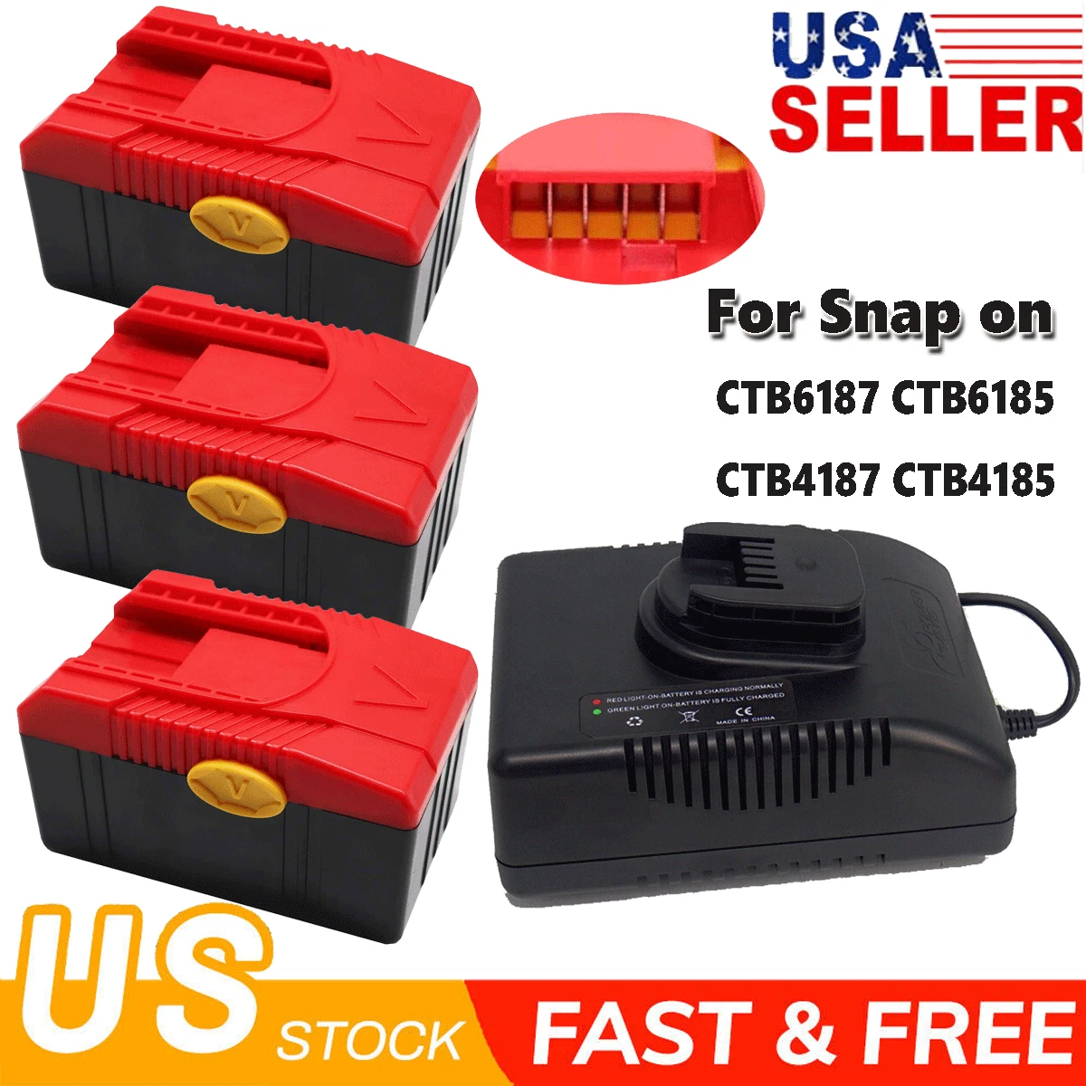 Snap On Battery 18V 5 Ah CTB6187 CTB6185 CTB4185 CTB4187 CT4850 CTC620 Charger