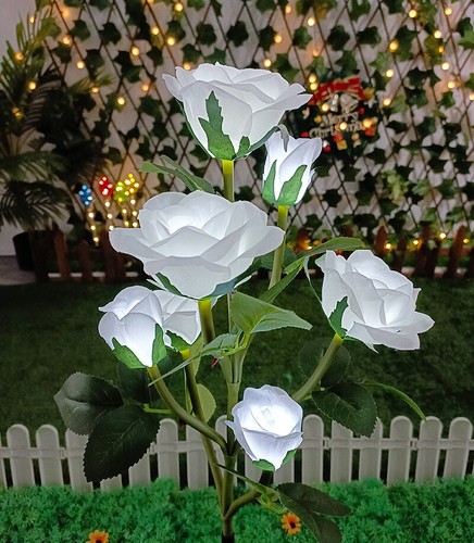 2 Packs Solar Power Rose Flower Lights Outdoor Garden Landscape Yard Lamp Decor - Picture 15 of 23
