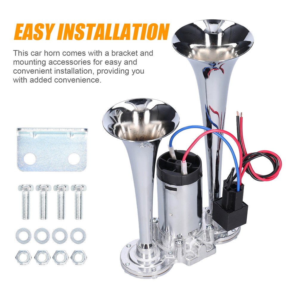 110dB Car Horn Dual Trumpet Loud Electric Horn with Compressor P3B8 eBay
