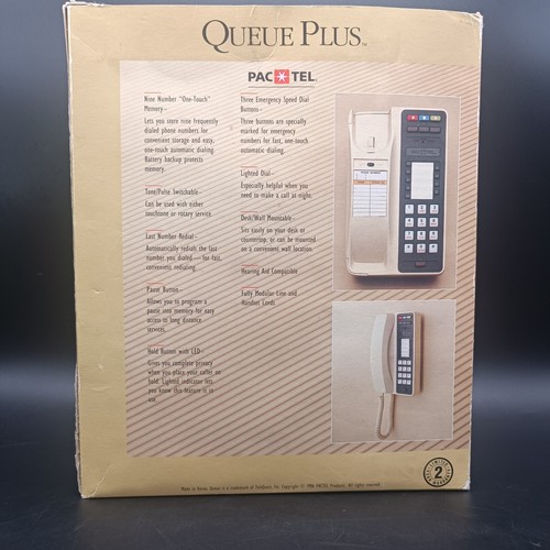 Raro telefono casa vintage Pactel Queue più tastiera rossa con cavo scatola aperta - Foto 7 di 7