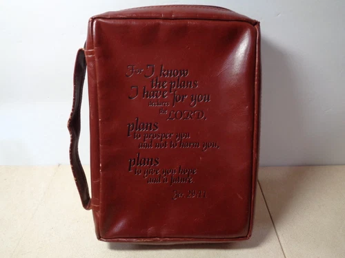 Veritas Gift Co. Bible Cover Brown Imitation Faux Leather Zip Around 29:11