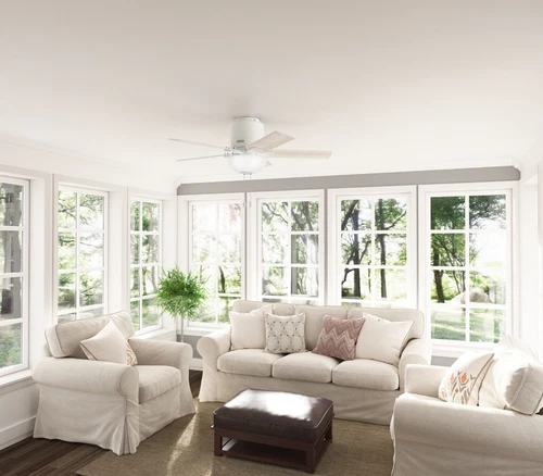 Hunter 44 inch Fitzgerald Matte White Low Profile Ceiling Fan with LED Light Kit - Picture 4 of 12