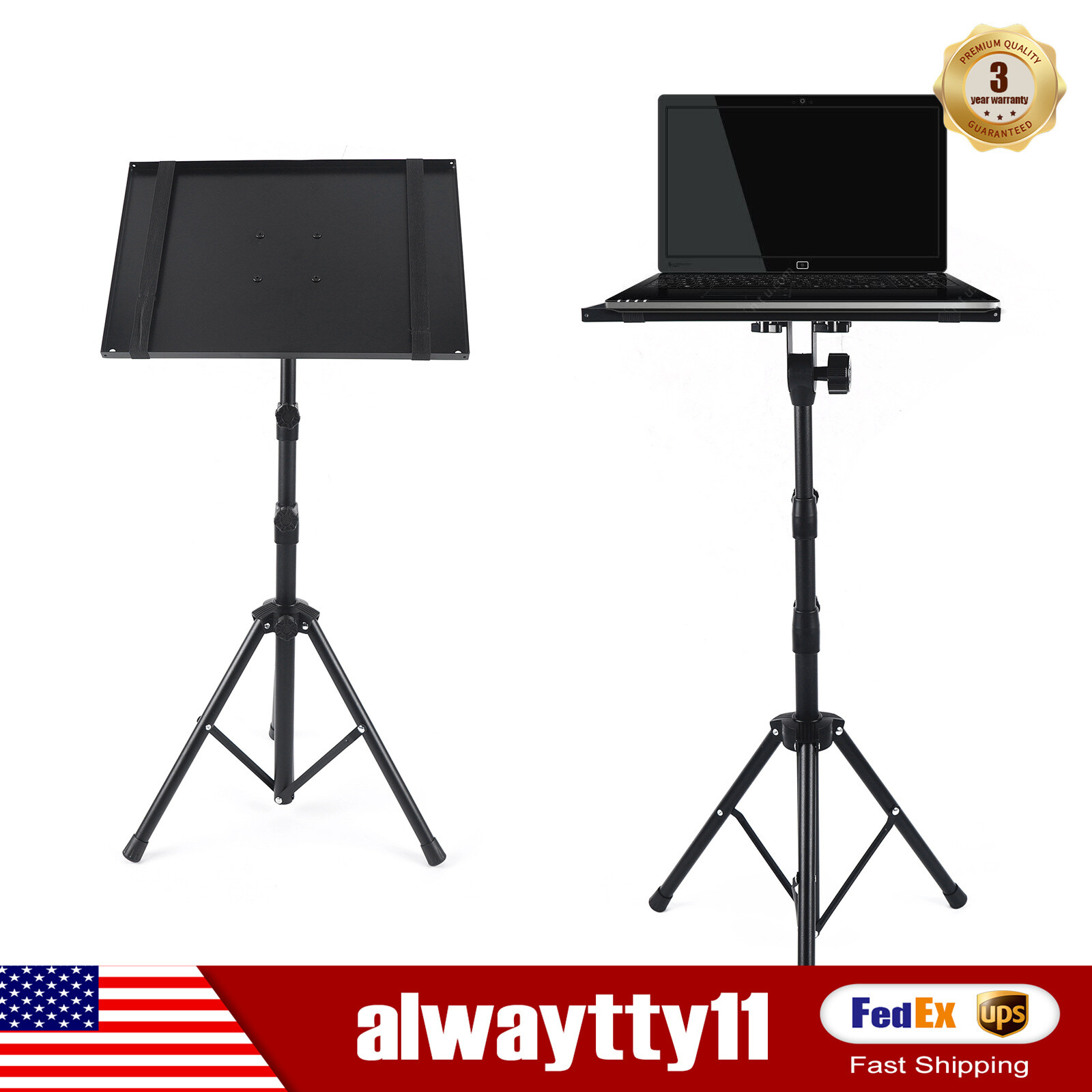 Mobile Projector Floor Tripod Stand Laptop Holder with Tray Adjustable Height