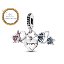 Boy And Girl Love Heart Charm For Bracelet