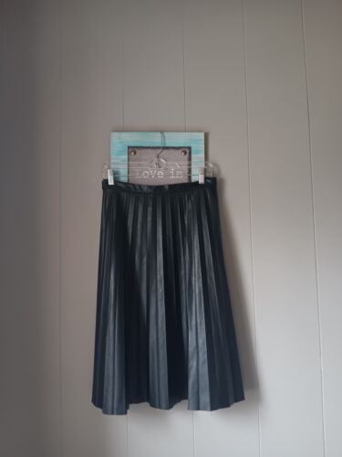 J Crew Black Midi Pleaded Faux Leather Skirt Size 14🩷