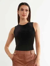 Commando Bodysuit Womens Small Black Velvet Signature Smoothing Sleeveless NWT