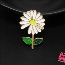 New White Enamel Cute Sun Flower Crystal Fashion Women Charm Brooch Pin Gifts
