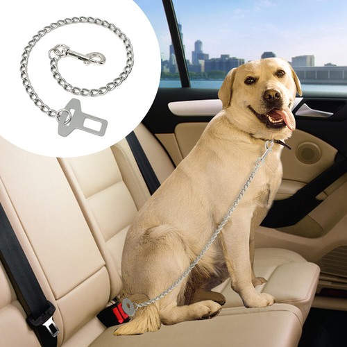 Stainless Steel Dog Car Seat Belt Quick Fit Dog Chain Leash Clip Pet Travel Belt - Picture 1 of 12