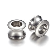 20pcs Column 304 Stainless Steel Metal Large Hole Beads Smooth Loose Spacer 11mm