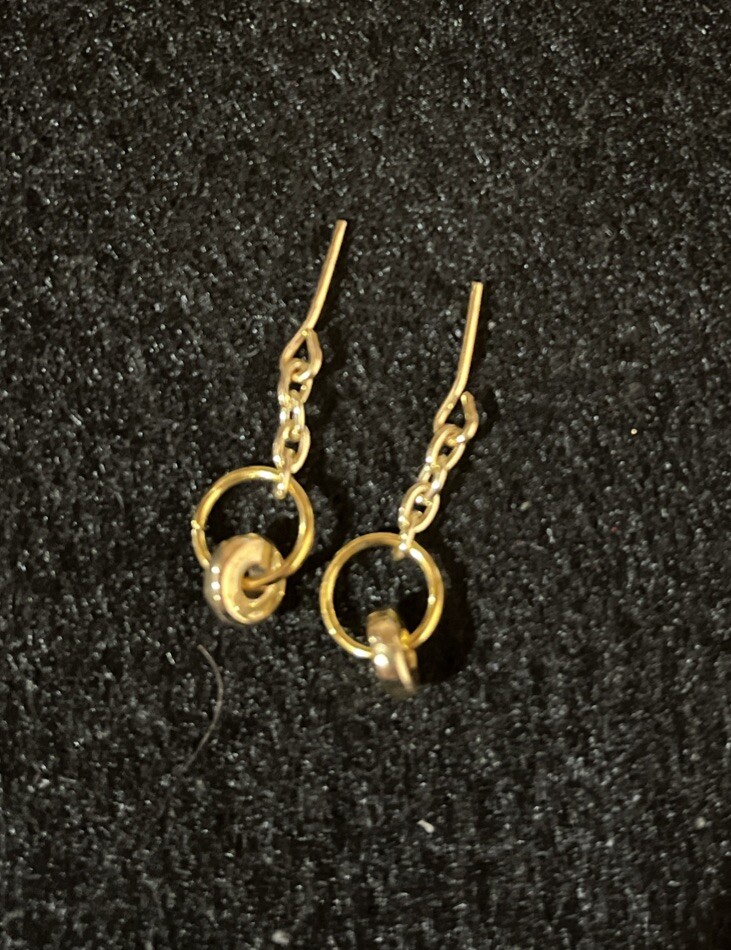 Handmade For 11 1/2&rdquo; Dolls Jewelry Gold Chain, Hoop With Gold Bead Earrings