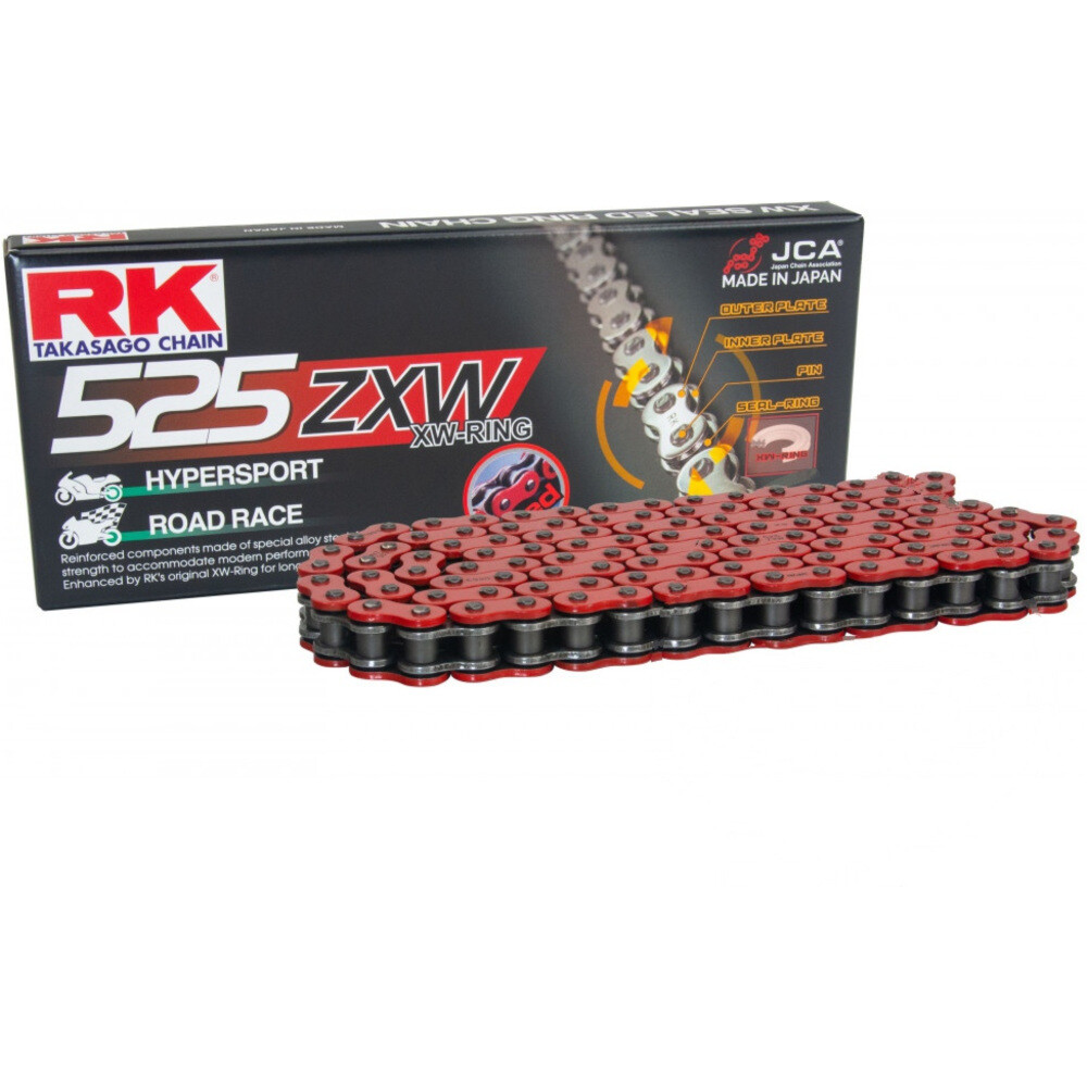 RK ZXW-Ringkette rot 525 - Hochleistungs-Motorradkette mit