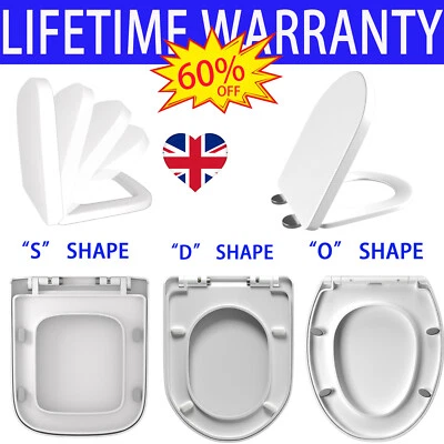 DAYPLUS Luxury Toilet Seat Heavy Duty White Soft Close Top Quick Release Hinges S/O/D