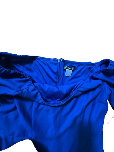 Venus Damen blaues Kleid 6 schulterfrei Slip Rüschenärmel Cocktail Anlass - Bild 11 von 23