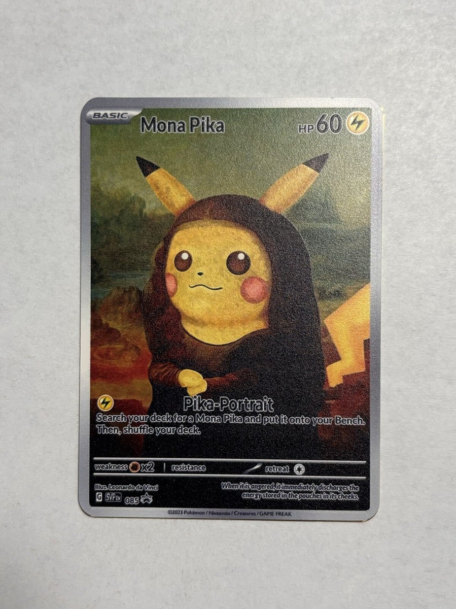 Mona Pika Pikachu Mona Lisa Portrait Custom Gold Metal Fan Art