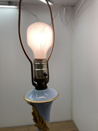 Antique Lamp Deco Nouveau Boudoir Bedroom Cottage Shabby WORKS Blue Gold - Picture 3 of 15