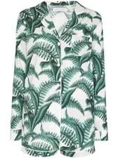 Desmond & Dempsey Fern Leaf Print Shirt Short Pyjamas Set Size Small