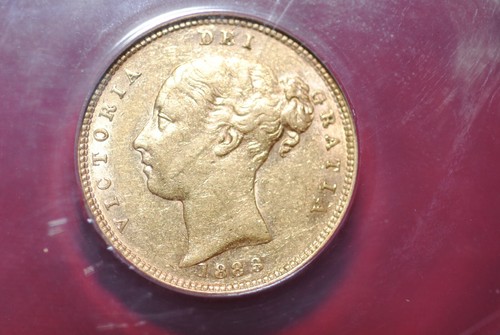1883 Great Britain 1/2 Gold Sovereign AU 53 ANACS - Picture 3 of 10