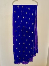 INDIAN PAKISTANI Purple Gold Sequined DUPATTA SAREE VEIL SCARF