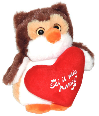 Peluche GUFO con CUORE Grande 20 cm Ti Amo Pupazzo San Valentino