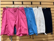 Fresh Womens plus size elastic waist front zipper cotton Bermuda Shorts w pocket