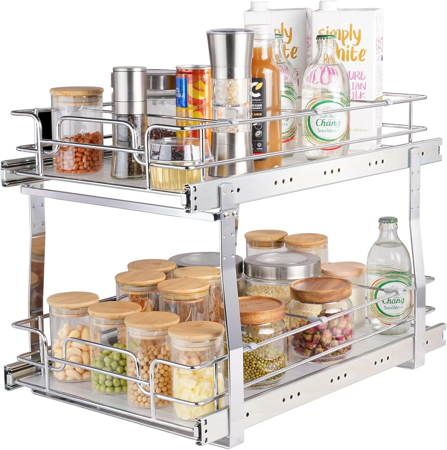 Heavy Duty 2-Tier Pull Out Cabinet Organizer for Kitchen & Bathroom Storage
Opens in a new window or