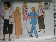 Shirt Top Tunic Dress Skirt Pants Women's 22w-26w Butterick 3039 Sewing Pattern