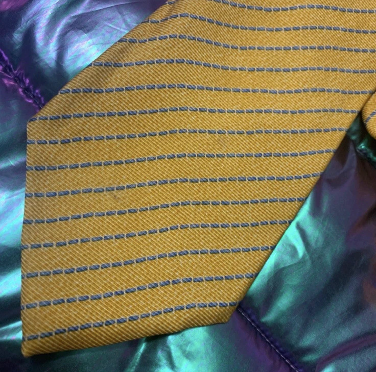 Bulgari Corbata Seda Bambú Amarillo y Azul Foto 3 de 4