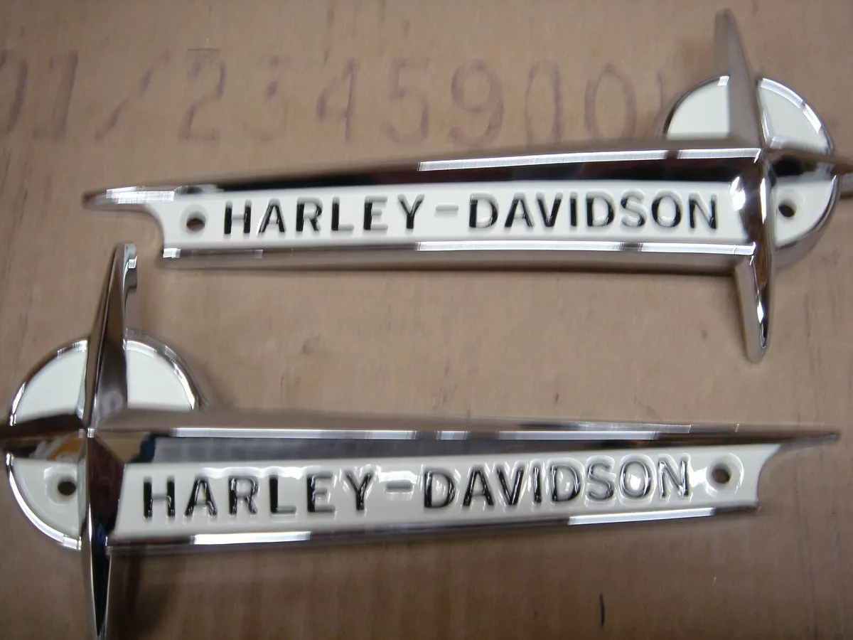 Harley Davidson OEM 61776-61T 1961-1962 FL GAS TANK NAMEPLATES Free Shipping