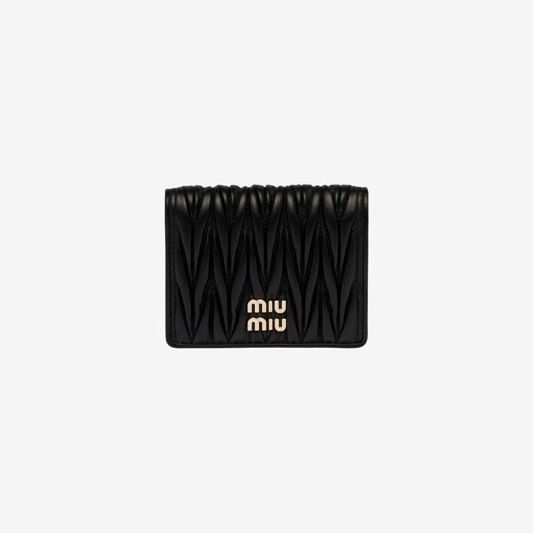 Miu Miu Matelasse Nappa Leather Wallet Black FEDEX