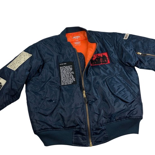 RARE OG HSTRY BY NAS God's Son Bomber Jacket Mens Size L Navy - Imagen 2 de 12