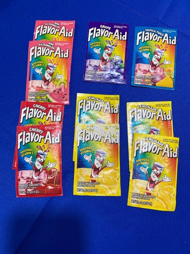 Vtg Flavor Aid Flavored Soft Drink Mixs Unopened Packets