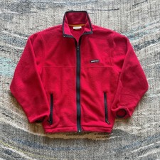 Men's Vintage 90's Obermeyer Red Black Fleece Zip Up Jacket Sz Small USA Made