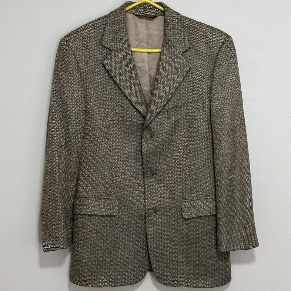 Blazer Brooks Brothers Para Hombres 38R Marrón Espiga Seda Lana Abrigo Deportivo Israel Foto 2 de 4