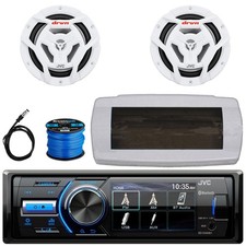 JVC KD-X560BT Single-DIN Boat Receiver W/White Cover, 2x 6.5" 150W Max Speakers