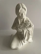 Ceramic No Top Coat Matte White Finish Native American Mother & Child Sculpture