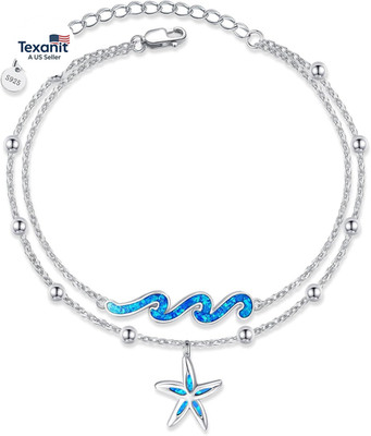 Wave Bracelet 925 Sterling Silver Opal Ocean Wave Layered Bracelets Ocean Beach 