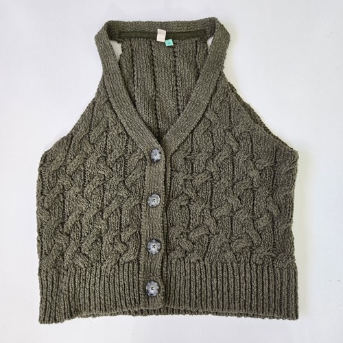 PILCRO Anthropologie Verde Oliva Cable Tejido Halter Sin Mangas Suéter Tanque 1X - Imagen 8 de 14