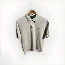 Ralph Lauren Polo Shirt Large Beige Crown Monogram Logo Made In USA