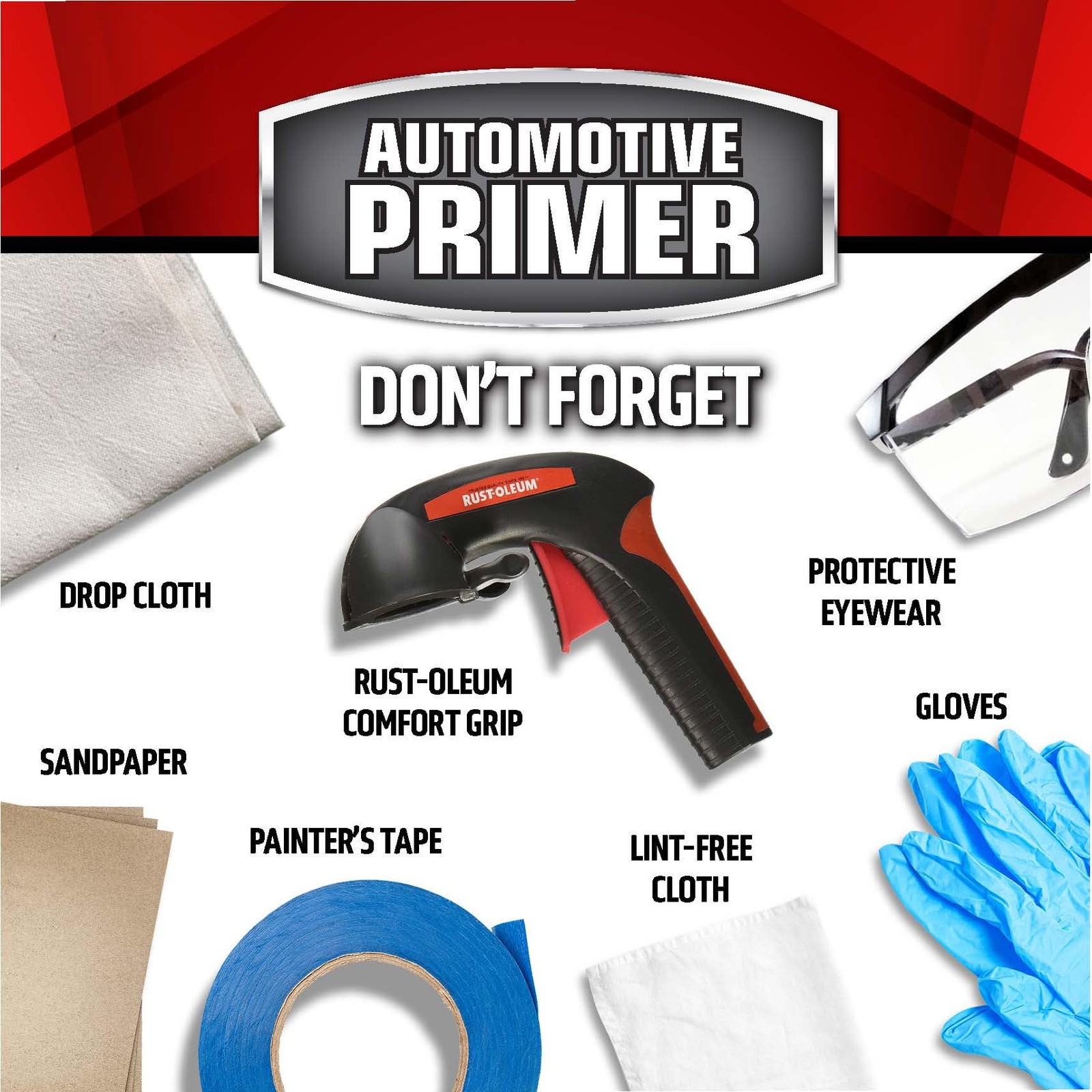 Rust-Oleum 260737 Automotive Sandable Primer 12 fl oz (Pack of 1), White