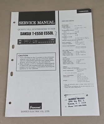 Sansui Quartz PLL Synthesizer Tuner T-E550/E550L Service Manual D-3051