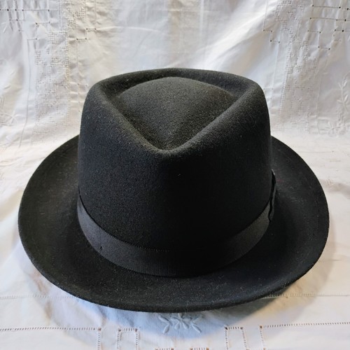 Goorin Bros Fedora Hat Black Size Extra Large XL 100% Wool 100-1304 BLK USA Made