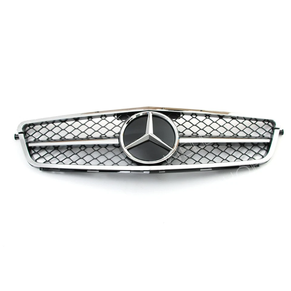 Silver Front Grill Grille W/3D Star For Mercedes Benz W204 08-14 180 C200 C230 Foto 2 de 4