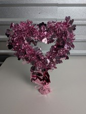 Valentine Pink Tinsel Heart Topiary Tabletop Centerpiece Decor