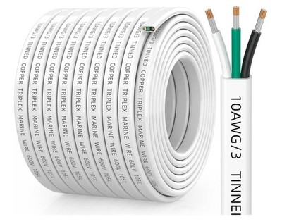 10 Gauge Marine Wire, 10/3 Triplex Marine Grade Cable 50 Feet