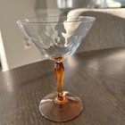 Vintage Fostoria Glass Coup Optic Loop Amber Stem — photo 3