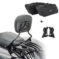 Sissybar Set + Innentaschen XB FüR Harley CVO Limited 14-22 Schwarz