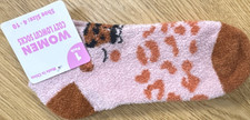 Women Ankle Socks Pink/Brown Animal Print Size 7-10 Polyester Opaque 1 Pair