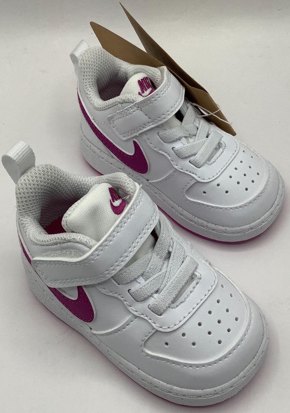Nike Court Borough Low Toddler Shoes DV5458-121, White/Hot Fuchsia, Size 4c-image