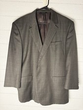 Jos A Bank Blazer Men Wool Gray Brown Window Pane Suit Jacket Sport Coat 50R