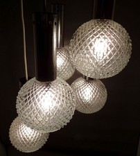 Alte Kaskadenlampe 5er Deckenleuchte Pendellampe 1970er Rund